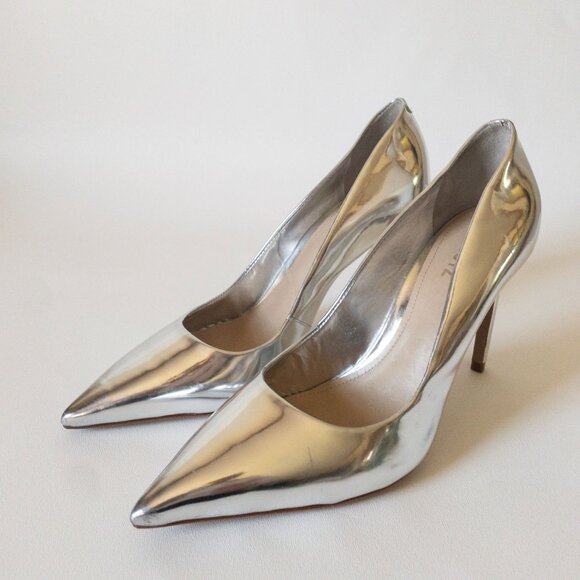 Schutz Lou Metallic Silver High Heel Pumps SZ 9  Pointed-Toe - Picture 10 of 10